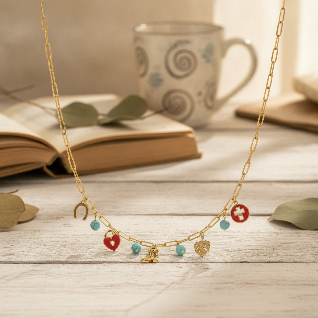 Enamel Turquoise Geometric Necklace