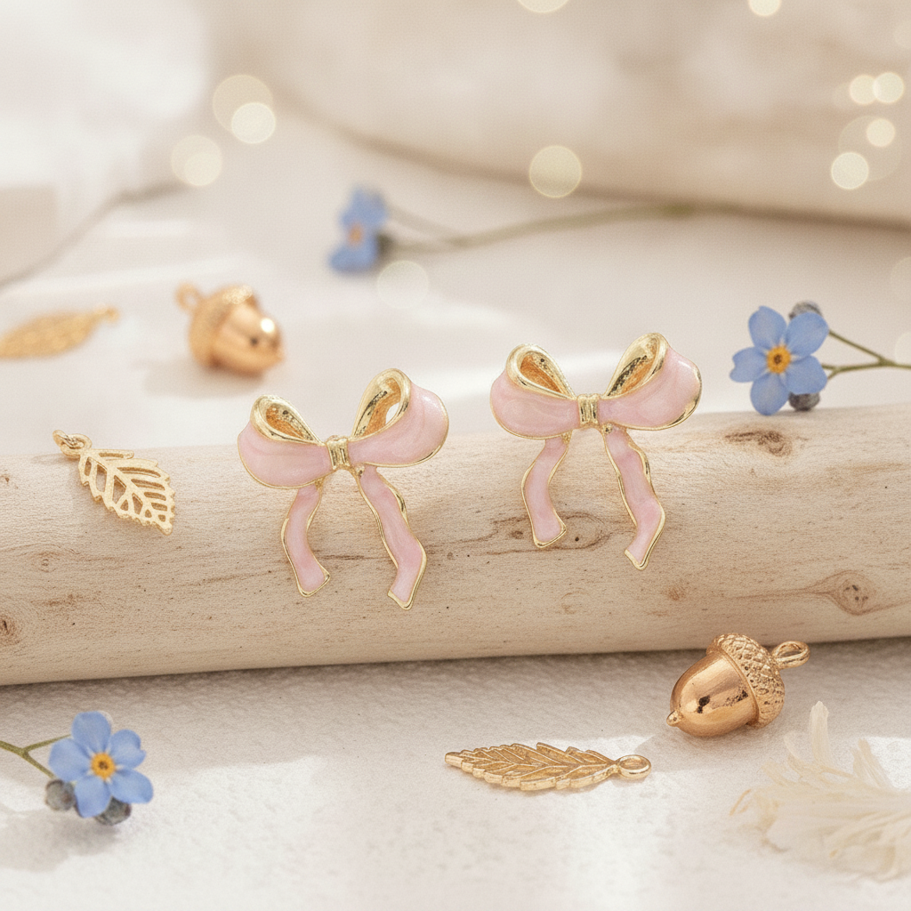 Woodland Bow Enamel Studs